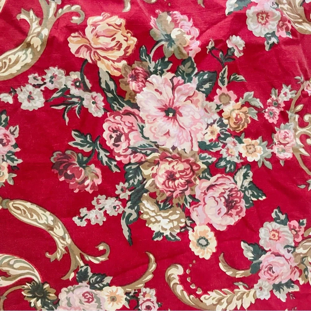 Ralph Lauren Vintage Marseilles 2 piece Red Ruffle Floral King Size Pillow cases